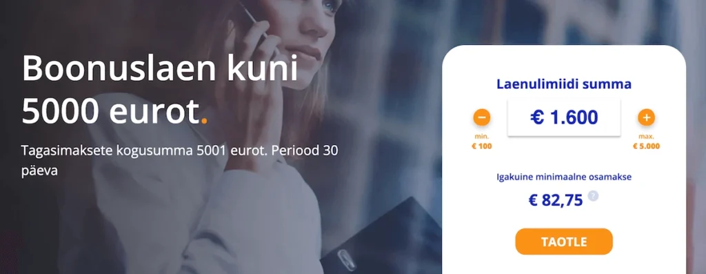 Boonuslaen kuni 5000 eurot