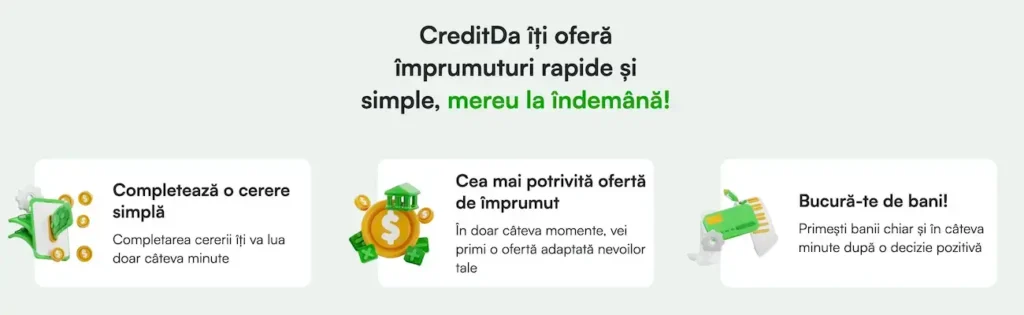CreditDa îți oferă împrumuturi rapide și simple, mereu la îndemână!