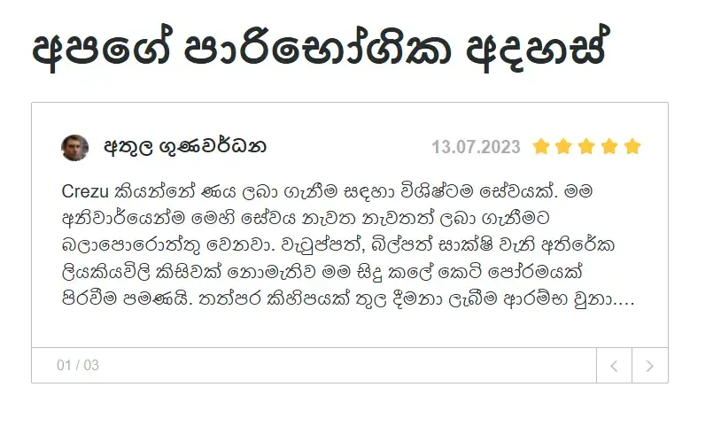 අපගේ පාරිභෝගික අදහස්