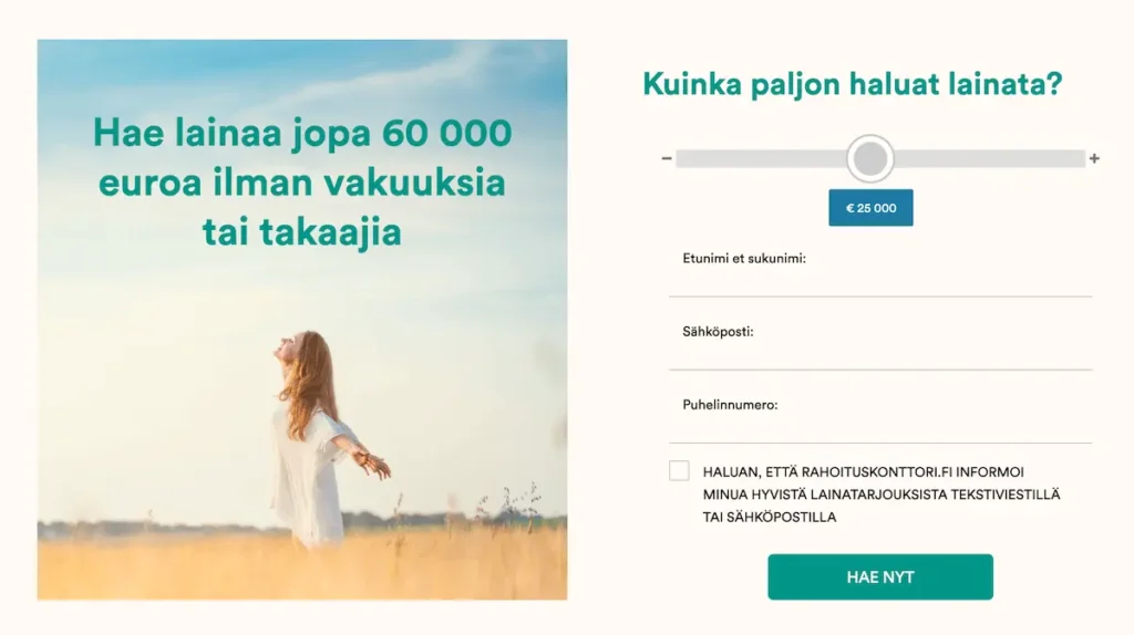 Kuinka paljon haluat lainata?