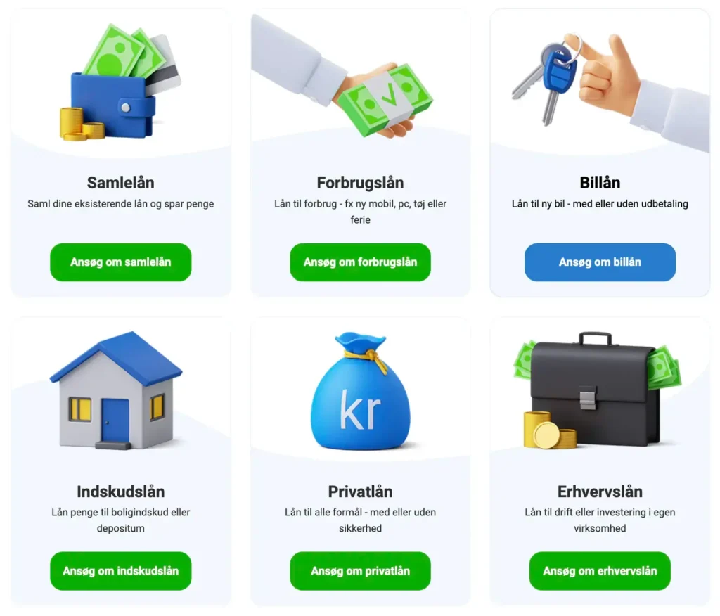 Få lånetilbud til flere formål