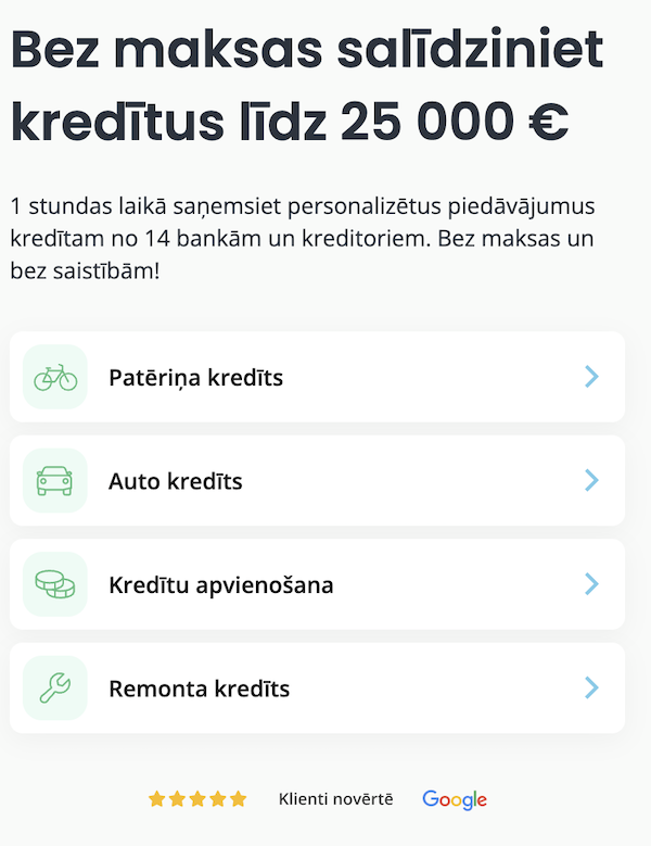 LENDERS - Aizdevumu salīdzināšanas platforma